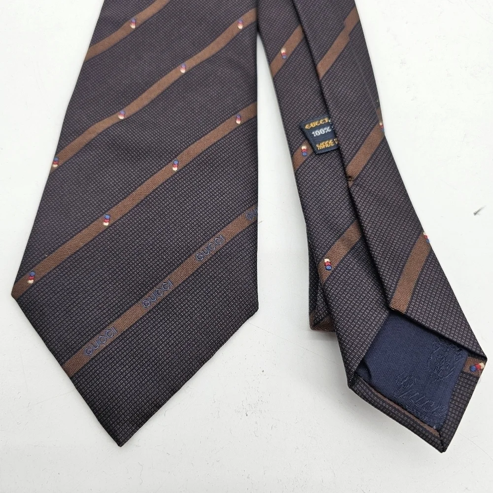 Gucci Vintage Made In Italy Silk Stripe Tie